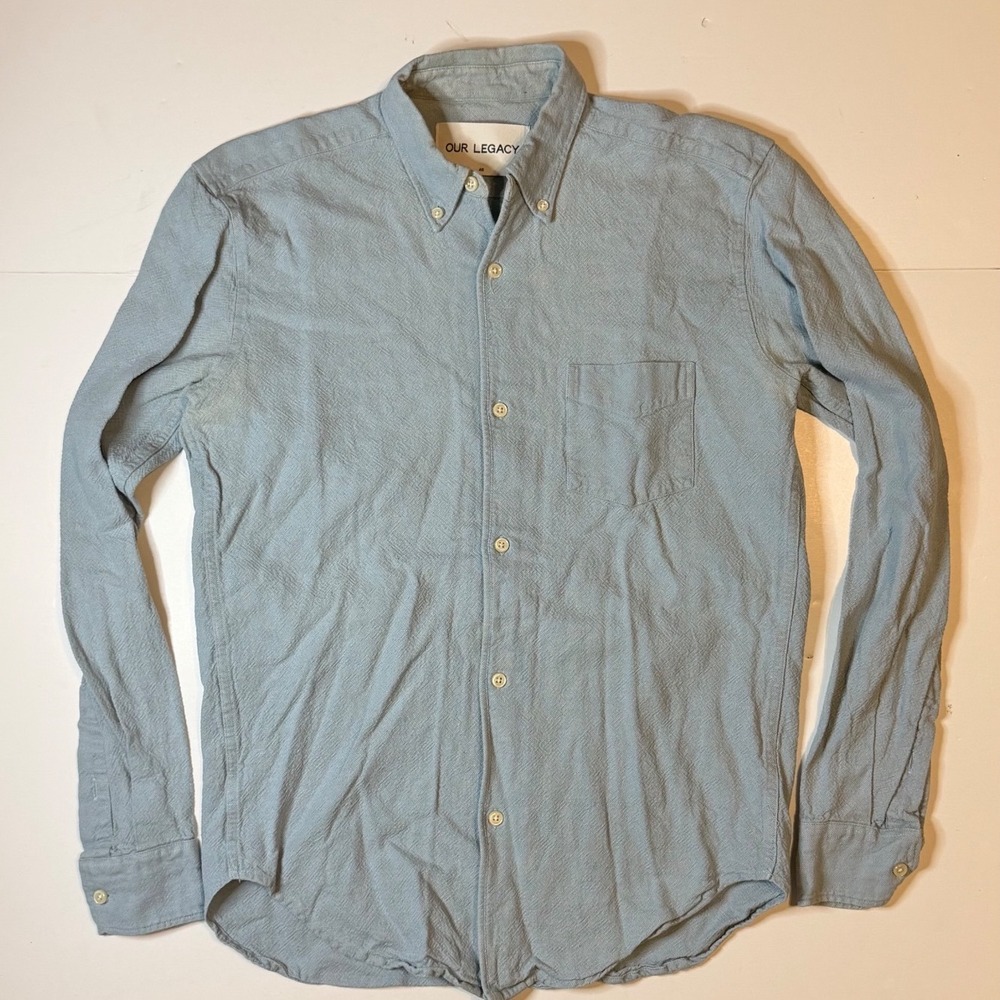 Our Legacy AW15 Pigment Dyed Linen Cotton Mixed Button Down Shirt 46 S